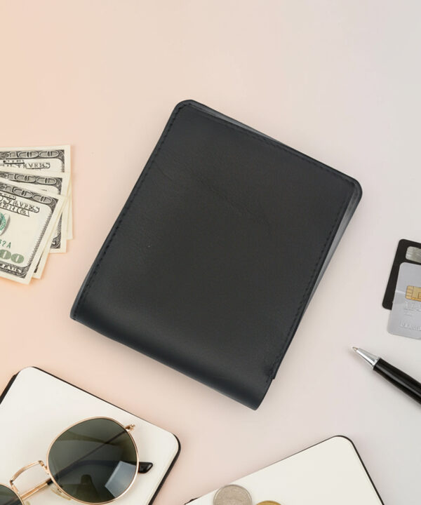 Classic Leather Bi-Fold Wallet for Men - Dark Grey