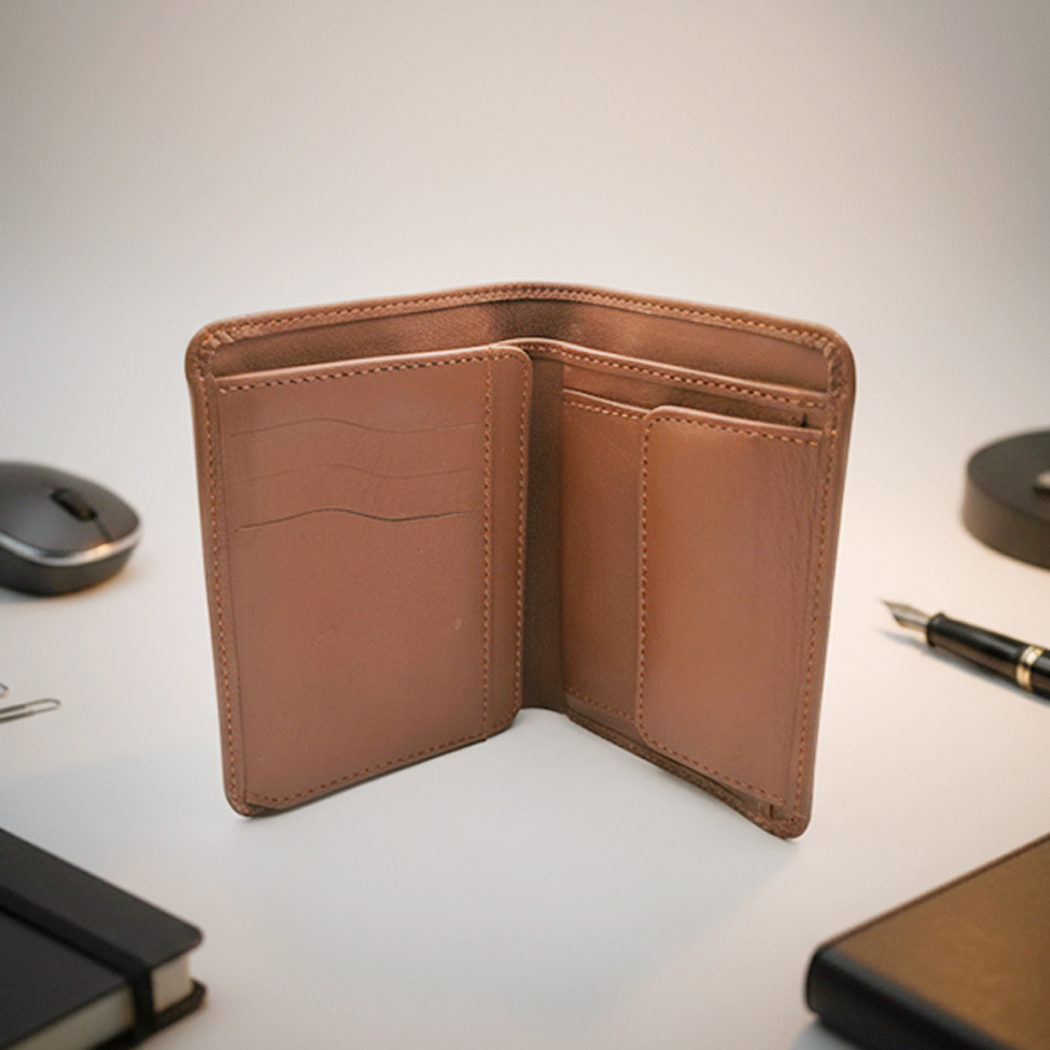 Premium Leather Bi-Fold Wallet for Men - Brown