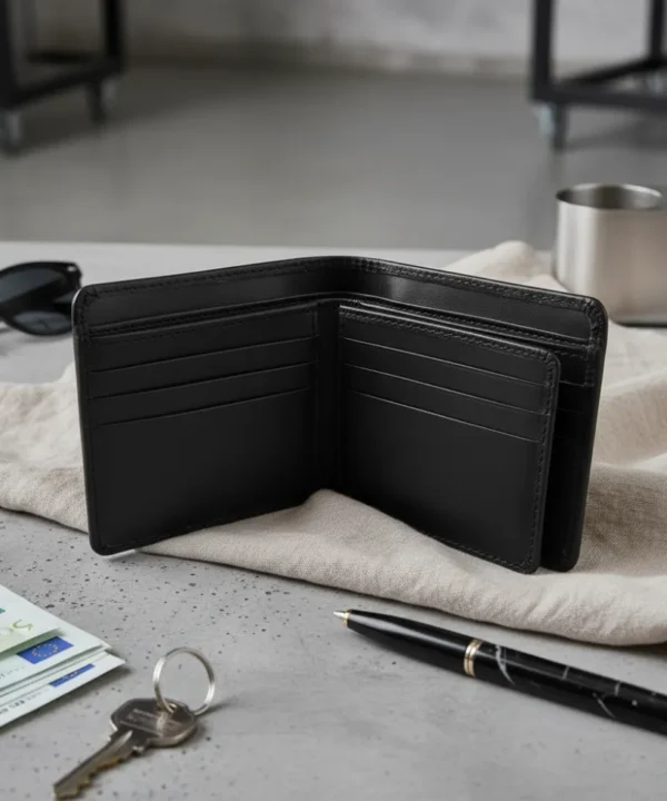 Classic Leather Bi-Fold Wallet for Men - Coffee