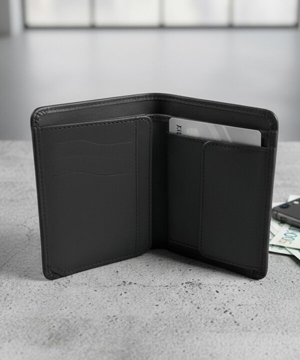 Premium Leather Bi-Fold Wallet for Men - Black