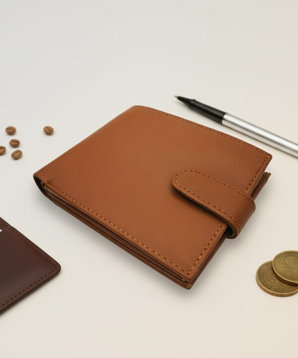 SecureSnap Signature Bifold Leather Wallets - Tan Brown