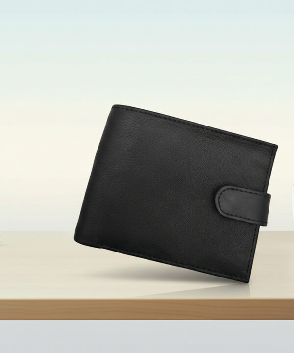 SecureSnap Signature Bifold Leather Wallets - Deep Black