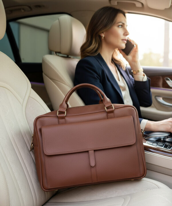 ProCraft Premium Genuine Leather Laptop Bag for Professionals